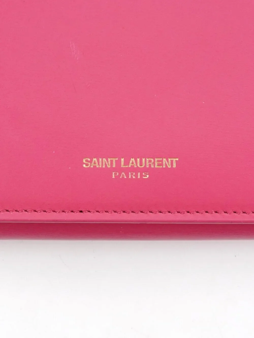 Saint Laurent Women's Trifold Wallet In Smooth Pink Leather With Gold Accents - Picture 8 of 15